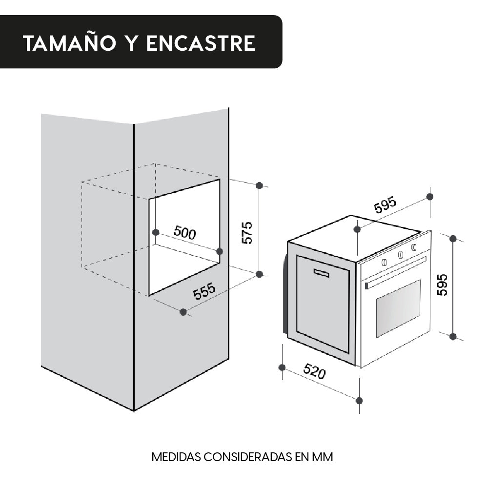 Horno Empotrado Elegance III con Grill 60 Lts FDV