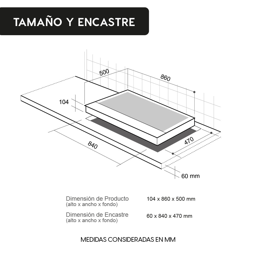 Encimera a Gas Design 5 Quemadores 90 cm FDV