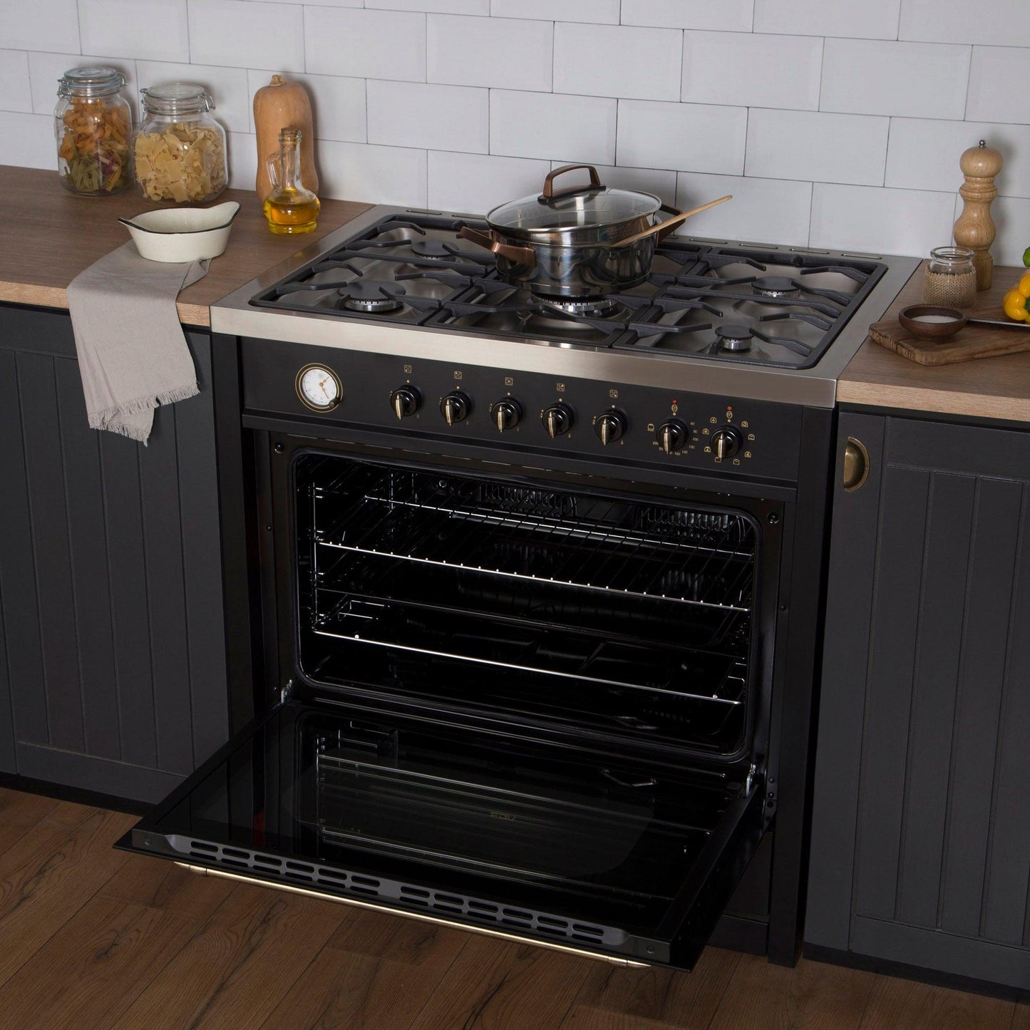 Cocina a Gas Deluxe Vintage 90 5 Quemadores FDV
