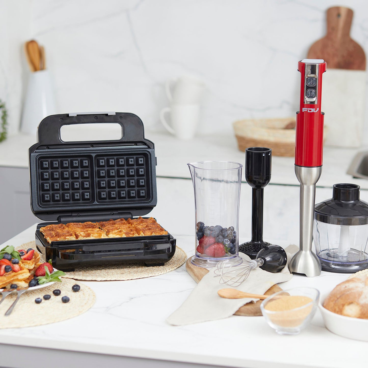 Kit Waflera Sandwichera Press + Minipimer Thunder FDV