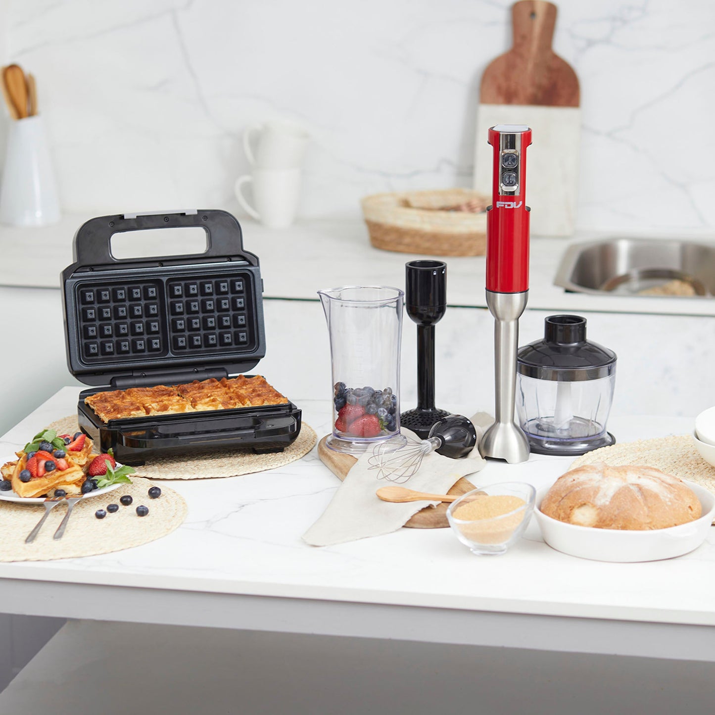 Kit Waflera Sandwichera Press + Minipimer Thunder FDV