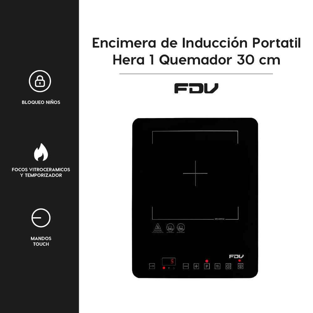 Encimera de Inducción Portátil Hera 1 Quemador FDV - Negro