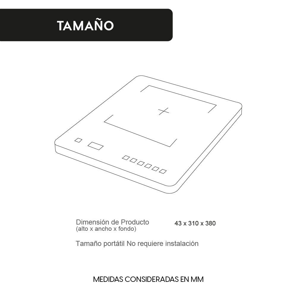 Encimera de Inducción Portátil Hera 1 Quemador FDV - Negro