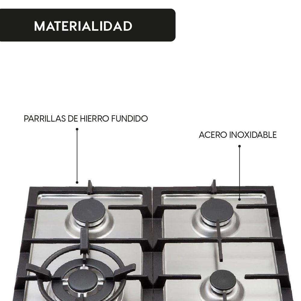 Encimera a Gas Design 4 Quemadores 60 cm FDV