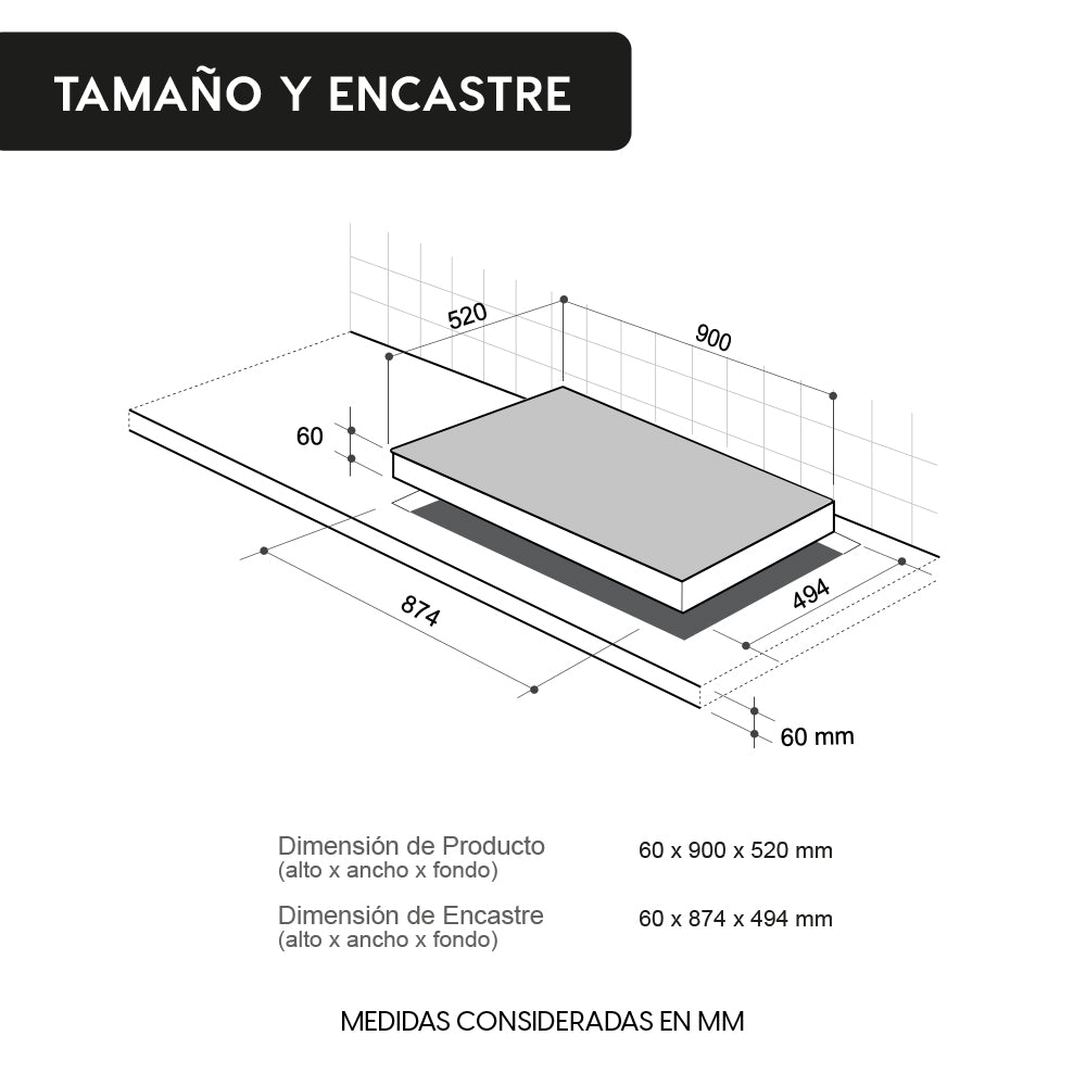Encimera de Inducción 5 Black 5 Quemadores 90 cm FDV
