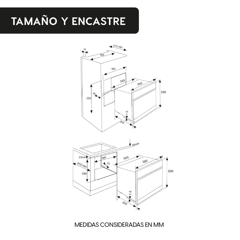 Horno Empotrado Deluxe Prestige 56 Lts FDV
