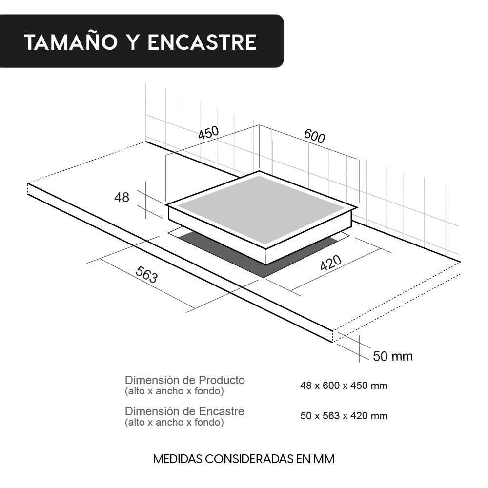 Encimera Vitrocerámica 3 Black 3 Quemadores 60 cm FDV