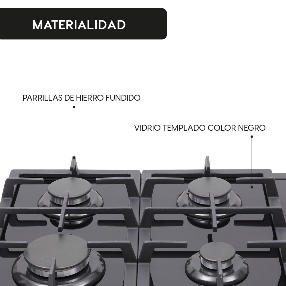 Encimera a Gas Crystal 4 Quemadores FDV