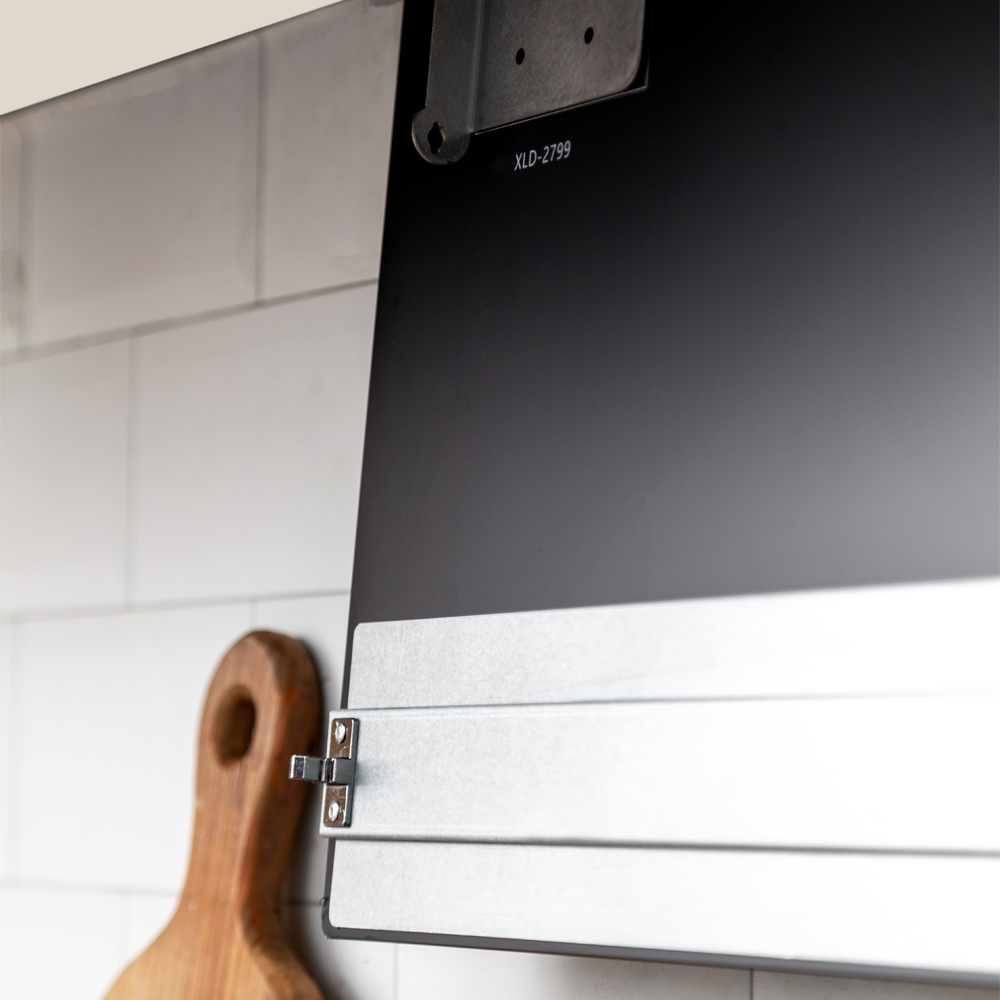 Campana de Pared Control Gestual Motion 60 cm 600 m³/h FDV, de acero inoxidable y cristal templado, con 3 velocidades y filtros de aluminio y carbón activado