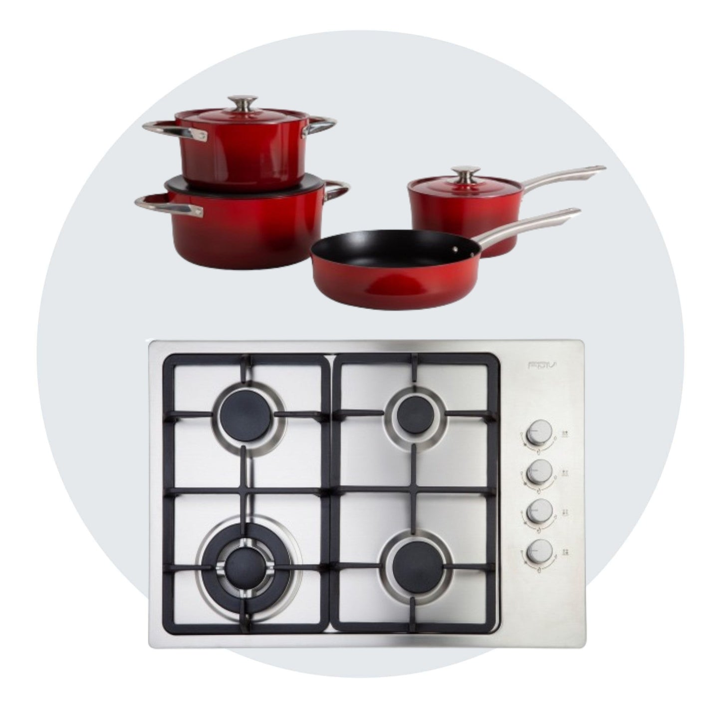 Kit Encimera Design Gas Natural FDV + Batería Versalles 7 Pzas Simplecook