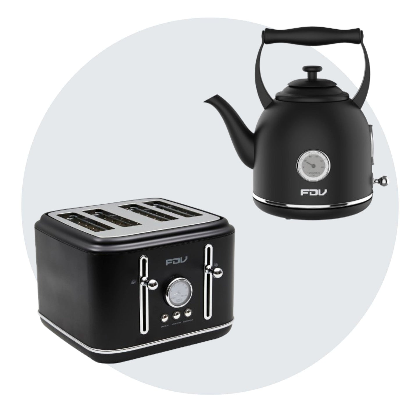 Kit Hervidor 1.7L FDV Iconic Black +Tostador 4 Rebanadas FDV Iconic Black