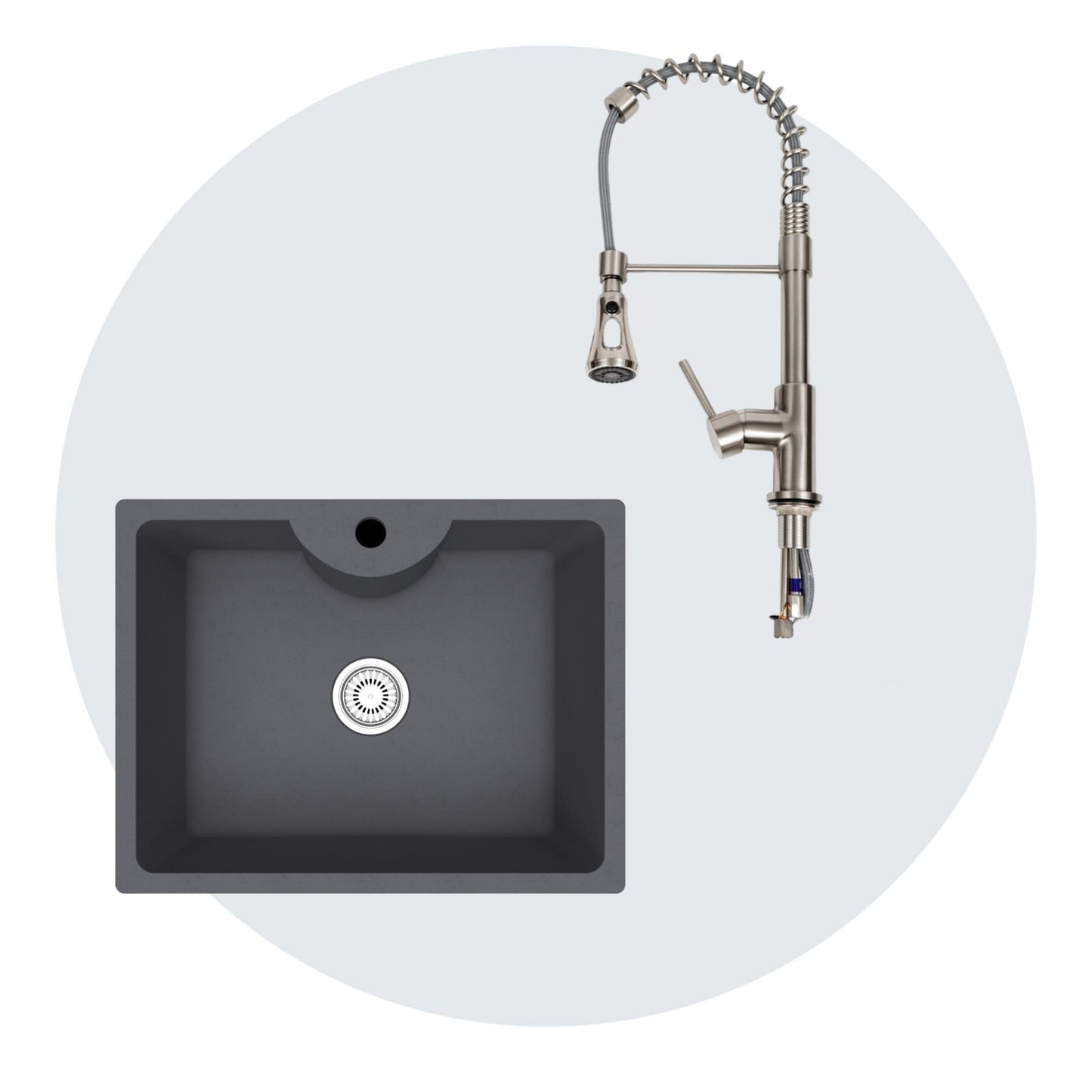 Kit Lavaplatos Tunez Sobre Cubierta Granito Gris + Grifería Top Pro 3 Funciones FDV, con diseño moderno, alta resistencia y funcionalidad para cocinas elegantes