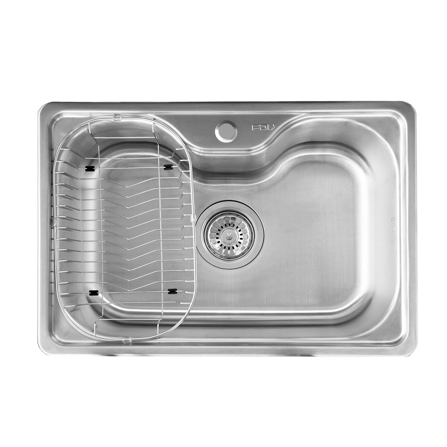 Kit Lavaplatos Small Acqua Sobre Cubierta + Grifería Futura FDV, con diseño minimalista y acero inoxidable para una cocina moderna y funcional.