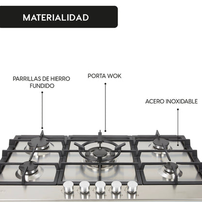 Encimera a Gas Design 5 Quemadores 90 cm FDV
