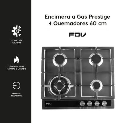 Encimera a Gas Prestige 4 Quemadores 60 cm FDV