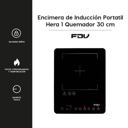 Encimera de Inducción Portátil Hera 1 Quemador FDV - Negro
