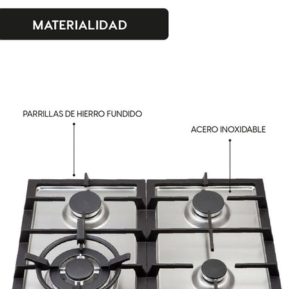 Encimera a Gas Design 4 Quemadores 60 cm FDV