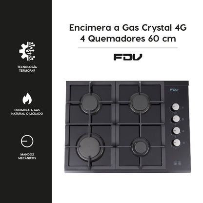 Encimera a Gas Crystal 4 Quemadores FDV
