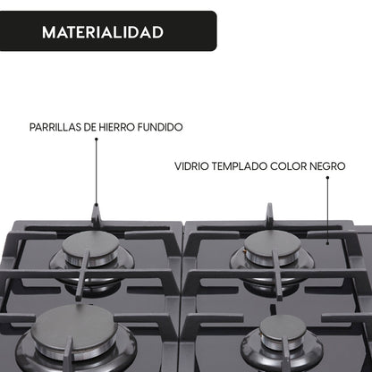 Encimera a Gas Crystal 4 Quemadores FDV