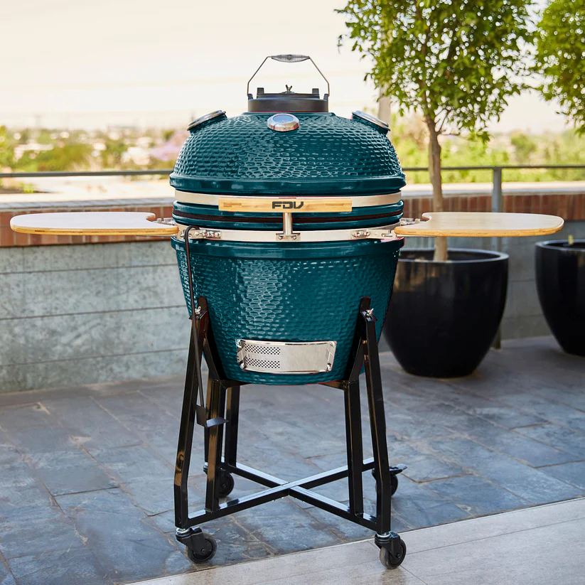Parrilla a carbón Kamado azul