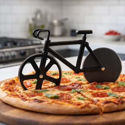 cortador de pizza en forma de bicicleta