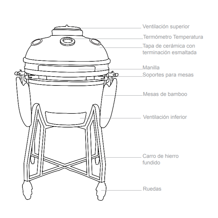 Parrilla Kamado Tokio Ahumador 56 cm  FDV