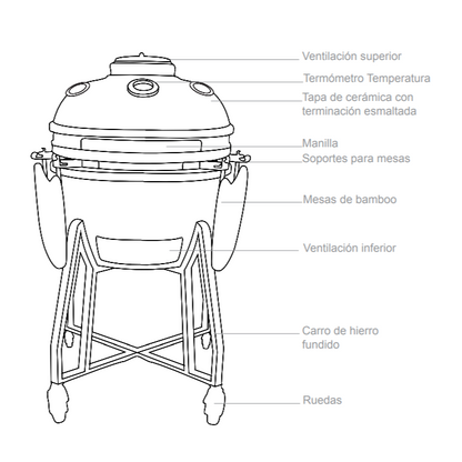 Parrilla Kamado Tokio Ahumador 56 cm  FDV