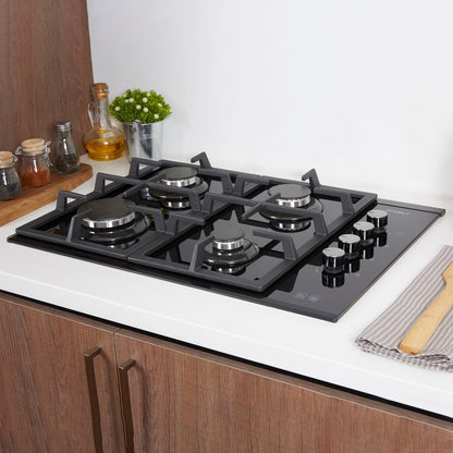 Kit Encimera a Gas Crystal 4 Quemadores FDV Licuado  + Batería Versalles 7 Piezas Simple Cook