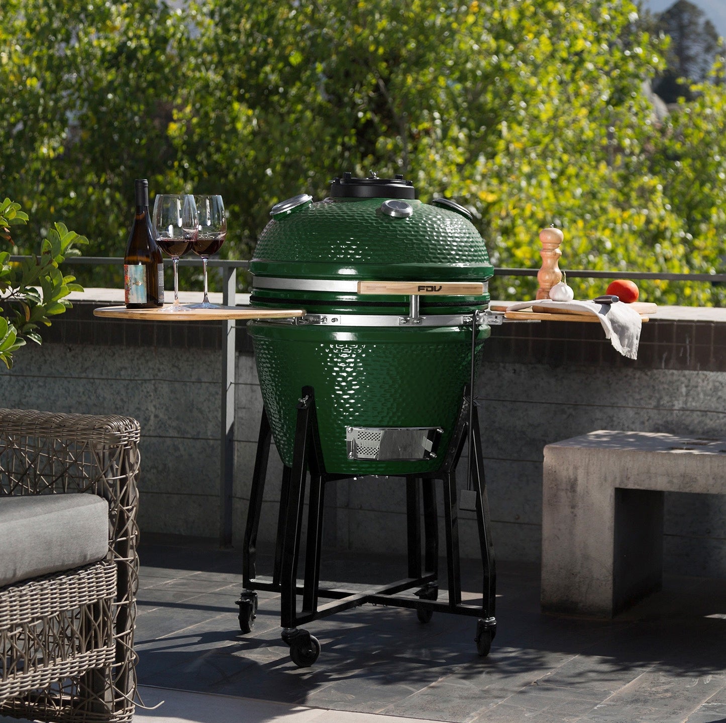 parrilla a carbón kamado fdv verde